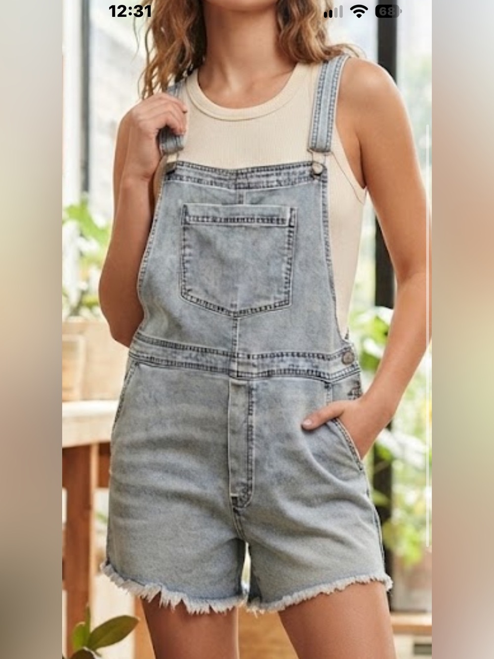 Aerie Light Wash Denim Relaxed Shortalls XL Overalls Shorts